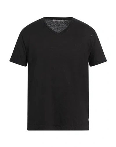 Crossley Man T-shirt Black Size Xl Linen, Elastane In Black