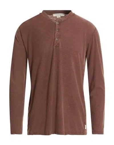 Crossley Man T-shirt Chocolate Brown Size L Cotton, Cashmere