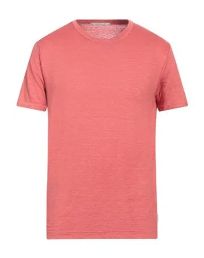 Crossley Man T-shirt Coral Size M Linen, Elastane In Red