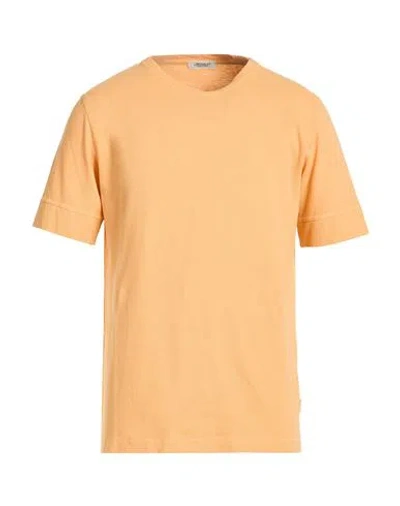 Crossley Man T-shirt Mandarin Size Xl Cotton, Linen In Orange