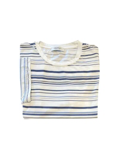 Crossley Men's Short Sleeve Stripe Crewneck Tee In Blue/ White In Multi