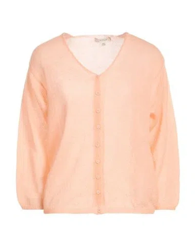 Crossley Woman Cardigan Apricot Size Xs Superkid Mohair, Polyamide, Virgin Wool In Orange