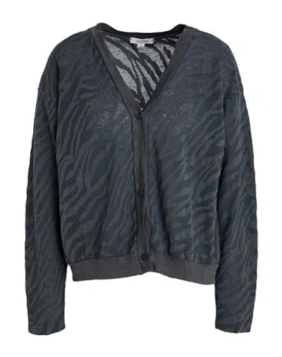 Crossley Woman Cardigan Grey Size L Cotton, Linen, Polyamide In Blue