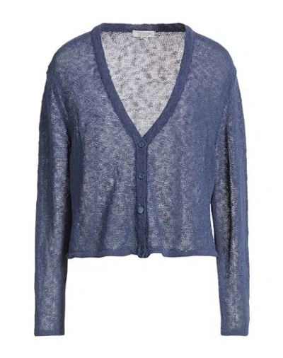 Crossley Woman Cardigan Slate Blue Size M Cotton, Polyamide