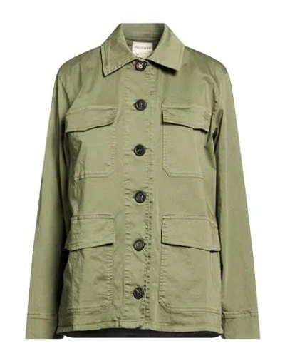 Crossley Woman Jacket Military Green Size L Cotton, Elastane
