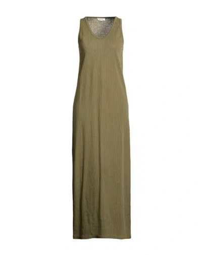 Crossley Woman Maxi Dress Military Green Size M Cotton, Linen, Polyamide In Gray