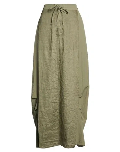 Crossley Woman Maxi Skirt Military Green Size L Linen, Polyamide