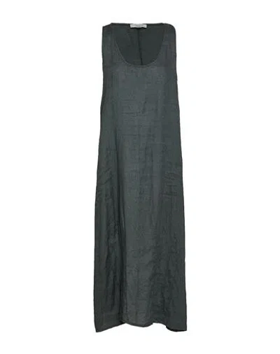 Crossley Woman Midi Dress Charcoal Size M Linen In Grey