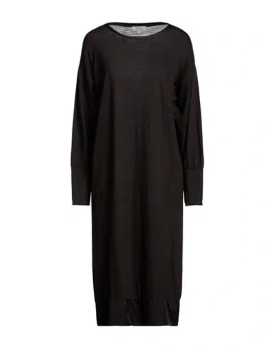 Crossley Woman Midi Dress Dark Brown Size S Virgin Wool, Silk, Elastane