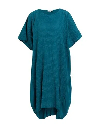 Crossley Woman Midi Dress Deep Teal Size S Cotton, Linen In Blue