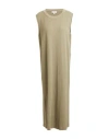 Crossley Woman Midi Dress Khaki Size M Cotton In Beige