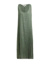 Crossley Woman Midi Dress Military Green Size L Linen In Green