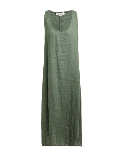 Crossley Woman Midi Dress Military Green Size L Linen