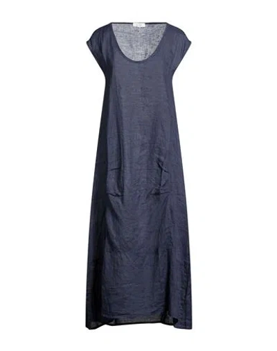 Crossley Woman Midi Dress Navy Size Xs Linen In Blue