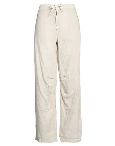 Crossley Woman Pants Beige Size L Linen, Polyamide In White