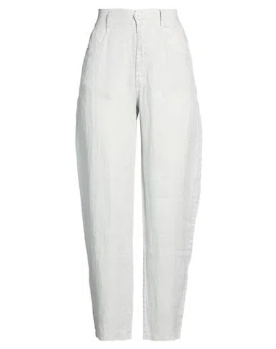 Crossley Woman Pants Light Grey Size M Linen In White
