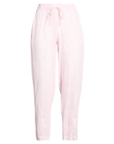 Crossley Woman Pants Light Pink Size L Cotton, Linen, Silk