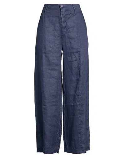 Crossley Woman Pants Navy Size L Linen In Blue