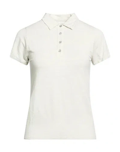 Crossley Woman Polo Shirt Light Grey Size L Linen, Elastane In White