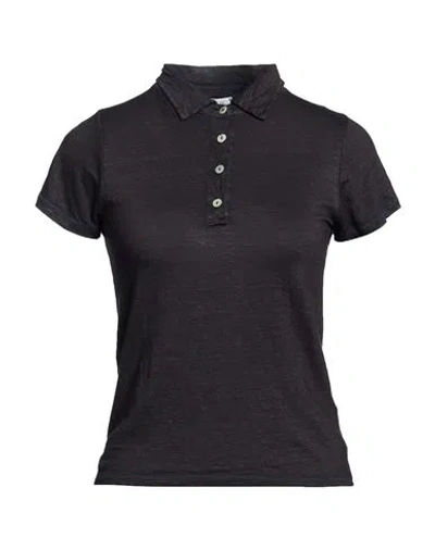 Crossley Woman Polo Shirt Midnight Blue Size Xl Linen, Elastane In Black