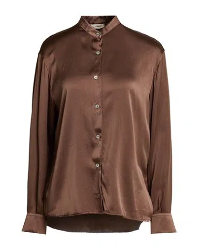 Crossley Woman Shirt Chocolate Brown Size Xs Silk, Elastane