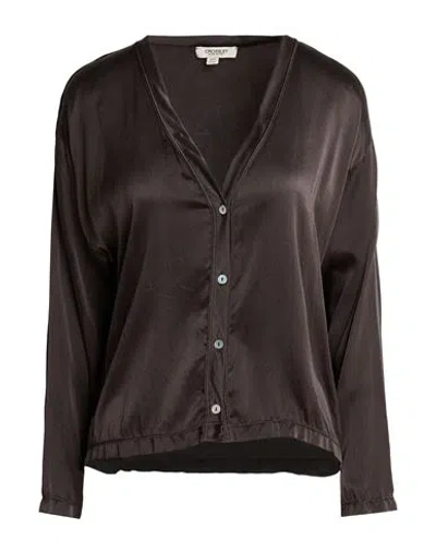 Crossley Woman Shirt Dark Brown Size Xs Silk, Elastane