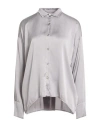 Crossley Woman Shirt Grey Size Xl Silk, Elastane In Gray
