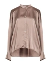 Crossley Woman Shirt Light Brown Size Xl Silk, Elastane In Brown