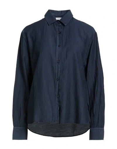 Crossley Woman Shirt Midnight Blue Size M Cotton, Silk