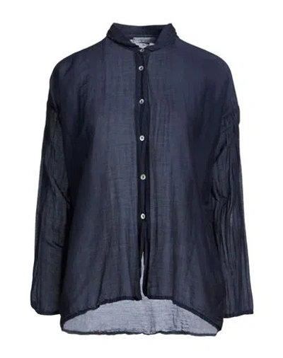 Crossley Woman Shirt Midnight Blue Size M Cotton, Silk