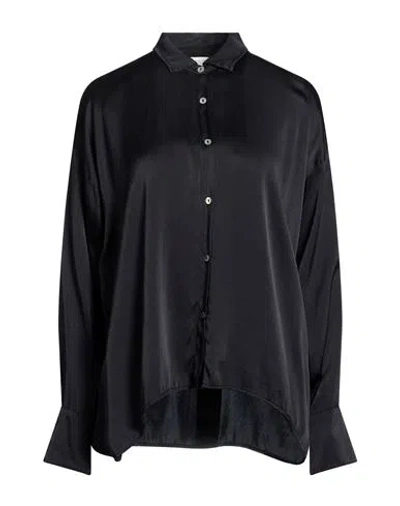 Crossley Woman Shirt Midnight Blue Size S Silk, Elastane In Black