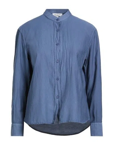Crossley Woman Shirt Slate Blue Size Xl Cotton, Silk
