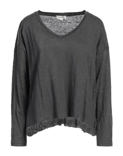 Crossley Woman T-shirt Charcoal Size L Linen In Grey