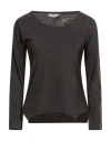 Crossley Woman T-shirt Charcoal Size S Cotton, Linen In Black