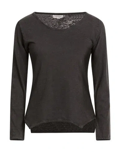 Crossley Woman T-shirt Charcoal Size S Cotton, Linen In Black