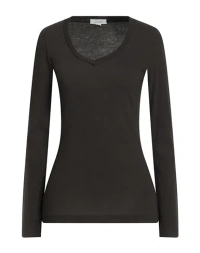 Crossley Woman T-shirt Dark Brown Size S Cotton, Cashmere