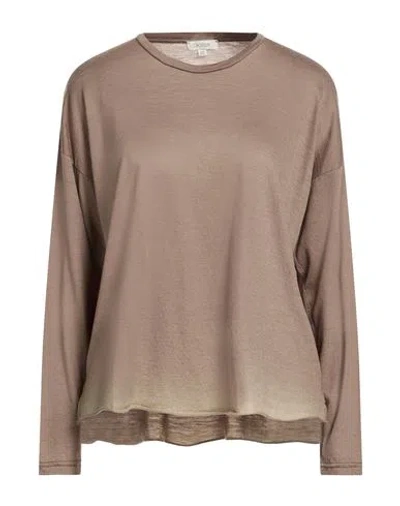 Crossley Woman T-shirt Khaki Size M Virgin Wool In Sand
