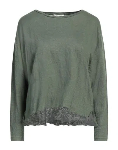 Crossley Woman T-shirt Military Green Size L Linen