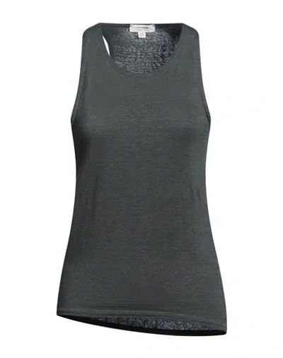 Crossley Woman Tank Top Charcoal Size Xxl Linen, Elastane In Gray