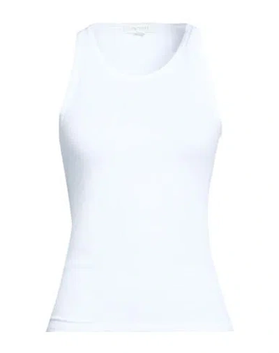 Crossley Woman Tank Top White Size M Linen, Elastane In Multi