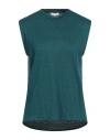 Crossley Woman Top Deep Teal Size M Linen, Elastane In Green