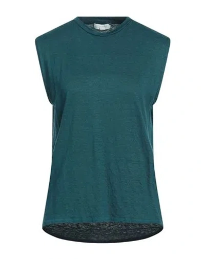 Crossley Woman Top Deep Teal Size M Linen, Elastane In Green