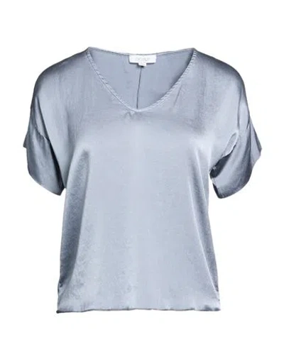 Crossley Woman Top Grey Size Xl Silk, Elastane In Blue