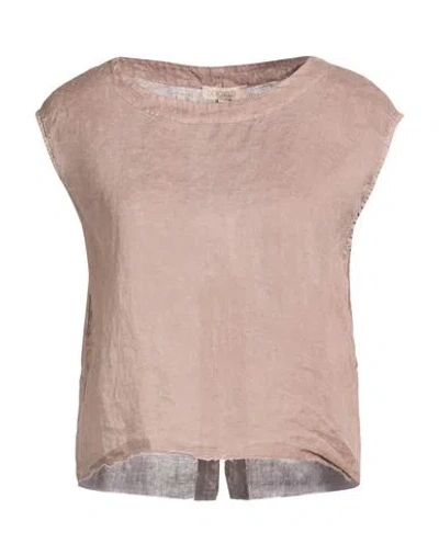 Crossley Woman Top Light Brown Size Xxl Linen In Pink