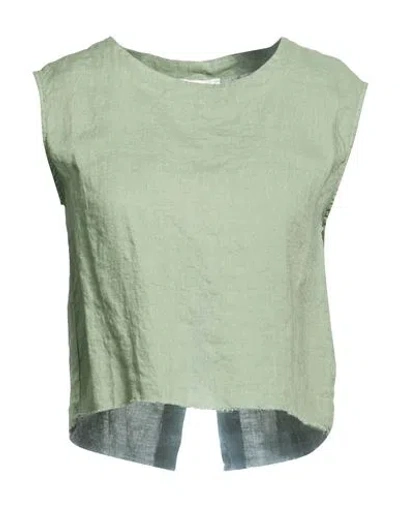 Crossley Woman Top Military Green Size M Linen