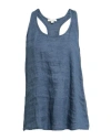 Crossley Woman Top Slate Blue Size L Linen In Blue