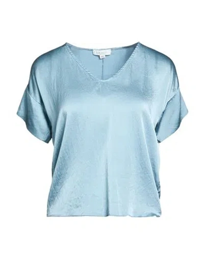 Crossley Woman Top Turquoise Size S Silk, Elastane In Blue