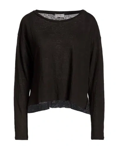 Crossley Woman T-shirt Black Size L Linen In Brown