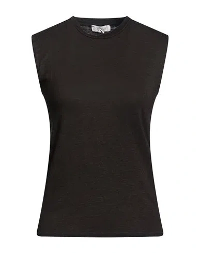 Crossley Woman T-shirt Black Size M Linen, Elastane