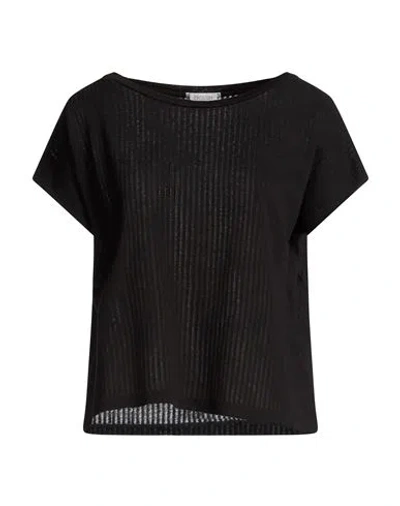 Crossley Woman T-shirt Black Size S Cotton, Linen, Polyamide In Multi